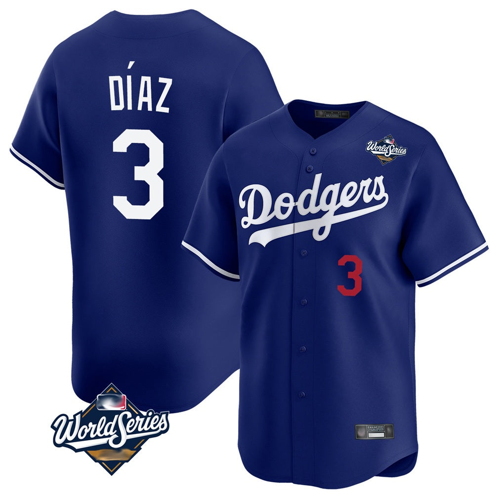 Los Angeles Dodgers #3 Edwin D¨ªaz Player Royal CONTON World Series Limited Home Stitched Jerseys