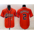Houston Astros #2 Alex Bregman Number Orange CONTON With Patch Cool Base Stitched Jersey