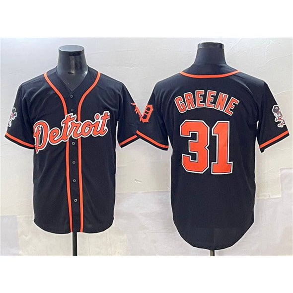 Detroit Tigers #31 Riley Greene Black CONTON With Patch Cool Base Stitched Jersey