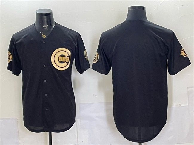 Chicago Cubs Blank Black Gold CONTON 150th Anniversary Patch Stitched Jersey
