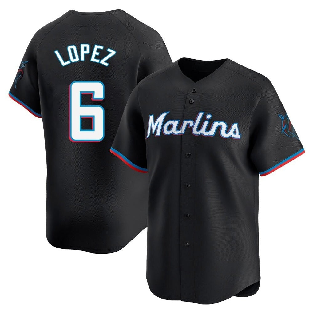 Miami Marlins #6 Otto Lopez Player Black CONTON Home Limited Stitched Jerseys