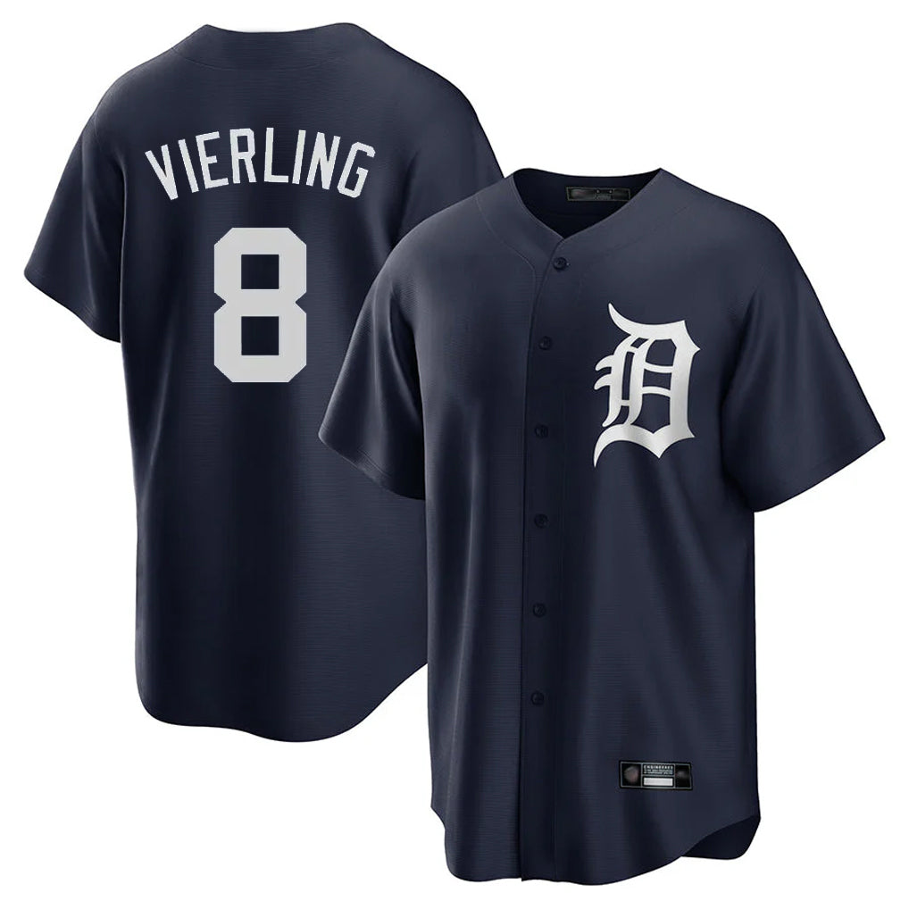 Detroit Tigers #8 Matt Vierling Player Navy CONTON Game Home Stitched Jerseys