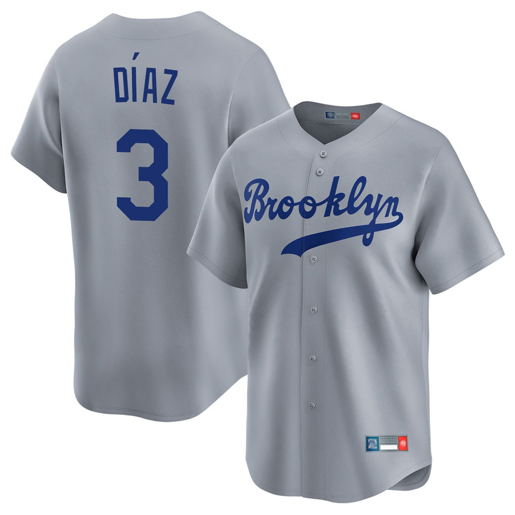 Los Angeles Dodgers #3 Edwin D¨ªaz Player Gray CONTON Game Limited Home Stitched Jerseys