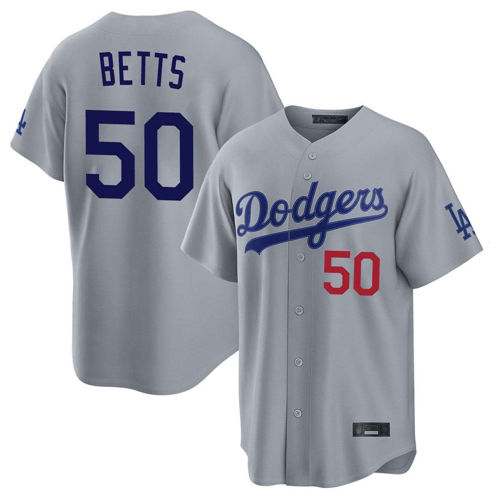 Los Angeles Dodgers #50 Mookie Betts Player Gray CONTON Game Home Stitched Jerseys