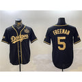 Los Angeles Dodgers #5 Freddie Freeman Black Gold CONTON 2024 World Series Patch And Champions Patch Cool Base Stitched Jersey
