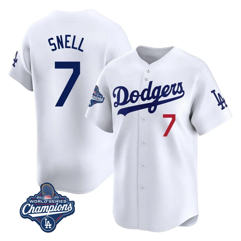 Los Angeles Dodgers #7 Blake Snell Player White CONTON Game Limited World Series Meet Home Stitched Jerseys
