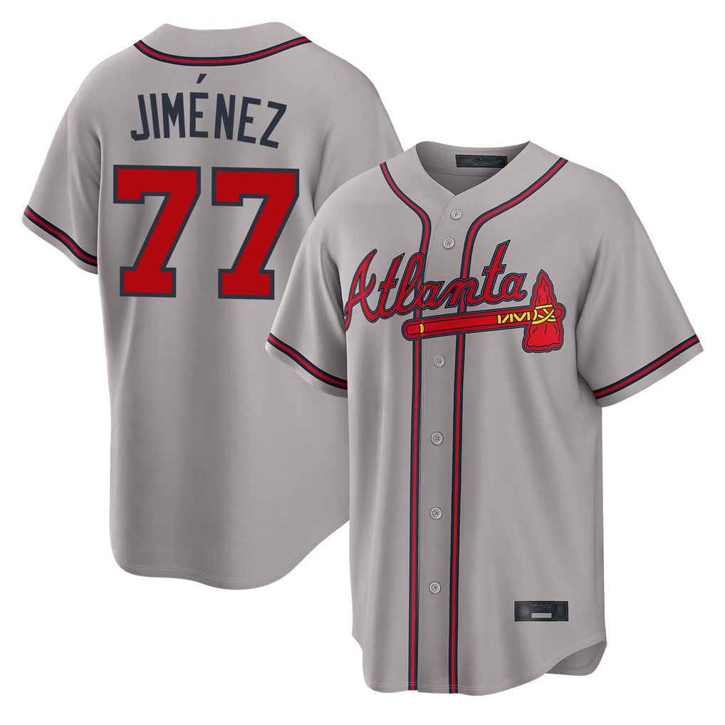 Atlanta Braves #77 Joe Jimenez Player Gray CONTON Home Game Stitched Jerseys