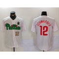 Philadelphia Phillies #12 Kyle Schwarber White Green CONTON Cool Base Stitched Jerseys