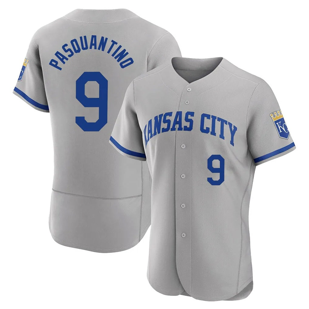 Kansas City Royals #9 Vinnie Pasquantino Player Gray CONTON Limited Elite Home Game Stitched Jerseys