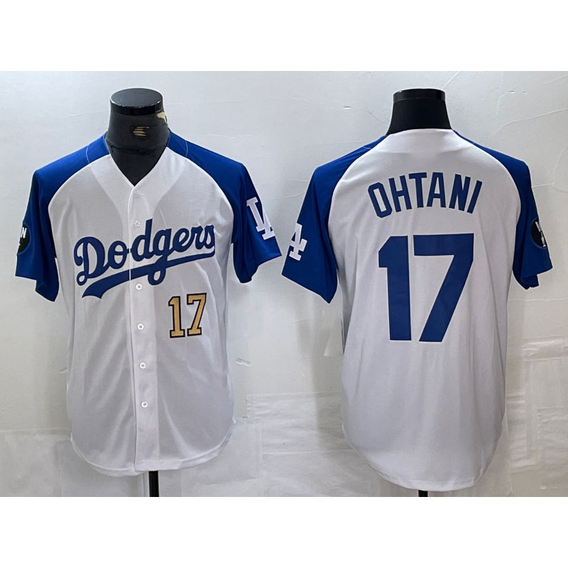 Los Angeles Dodgers #17 Shohei Ohtani Number White Blue CONTON Fashion Stitched Cool Base Limited Jersey 2