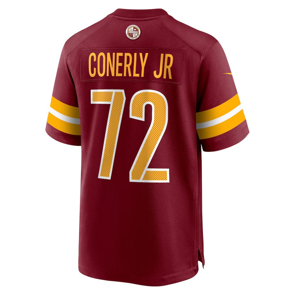 W.Commanders #72 Josh Conerly Jr. Burgundy CONTON 2025 Draft First Round Pick Game Jersey