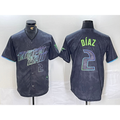 Tampa Bay Rays #2 Yandy Diaz Number Charcoal CONTON 2024 City Connect Limited Stitched Jersey 2