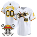 Custom Los Angeles Dodgers x One Piece x Mamba White CONTON Vapor Premier Limited Jersey - Stitched