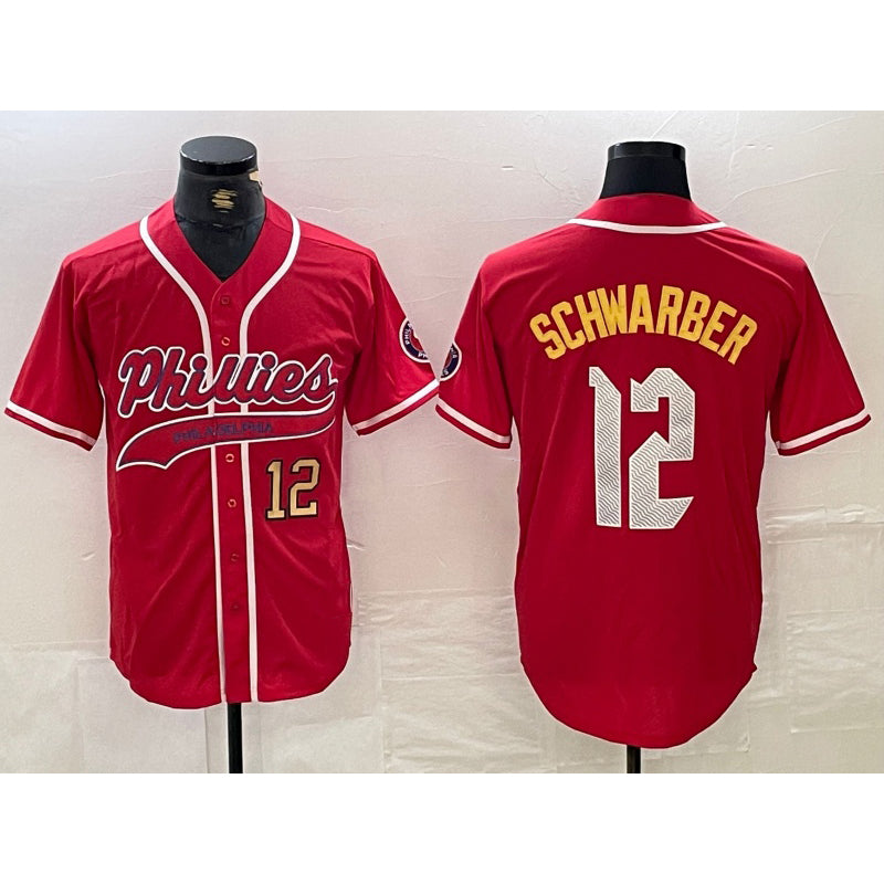 Philadelphia Phillies #12 Kyle Schwarber Red CONTON 2024 City Connect Limited Stitched Jersey 3