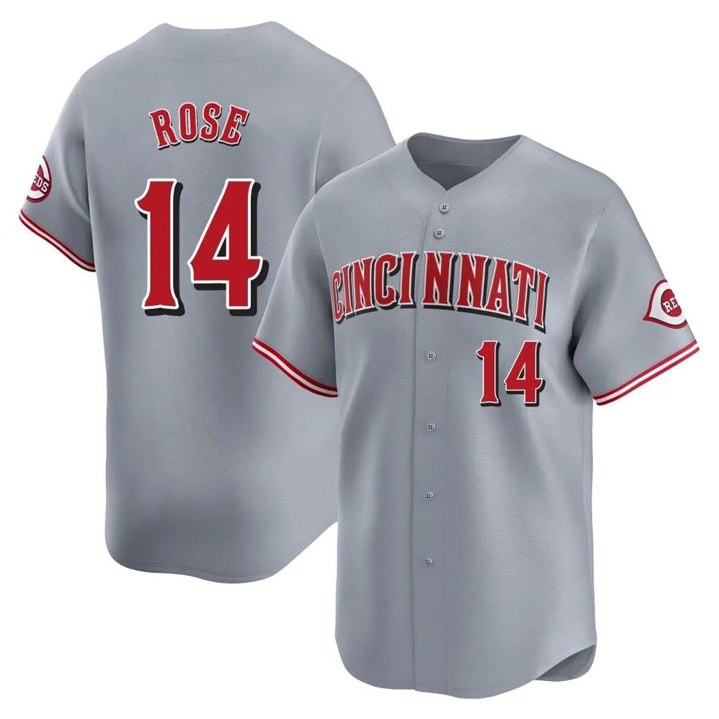 Cincinnati Reds #14 Pete Rose Player Gray CONTON Home Limited Stitched Jerseys