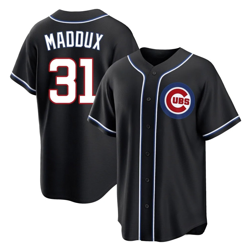 Chicago Cubs #31 Greg Maddux Player Black CONTON Fashion Out Game Stitched Jerseys