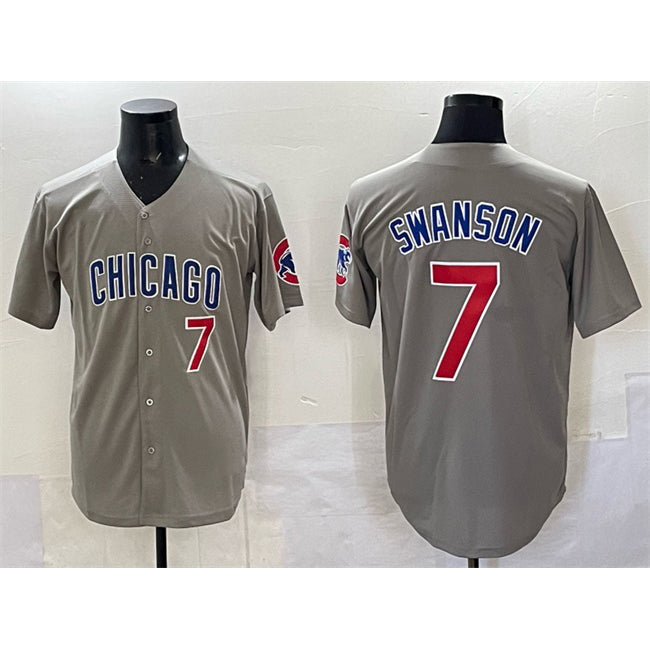 Chicago Cubs #7 Dansby Swanson Gray CONTON Limited Stitched Jersey
