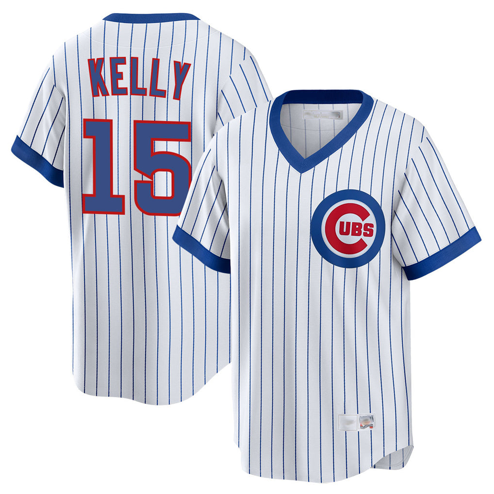 Chicago Cubs #15 Carson Kelly Player White CONTON T-shirt Cooperstown Collection Limited Stitched Jerseys