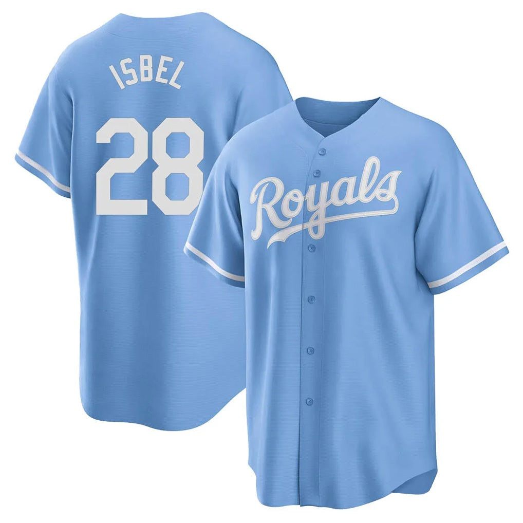 Kansas City Royals #28 Kyle Isbel Player Light Blue CONTON Home Game Stitched Jerseys