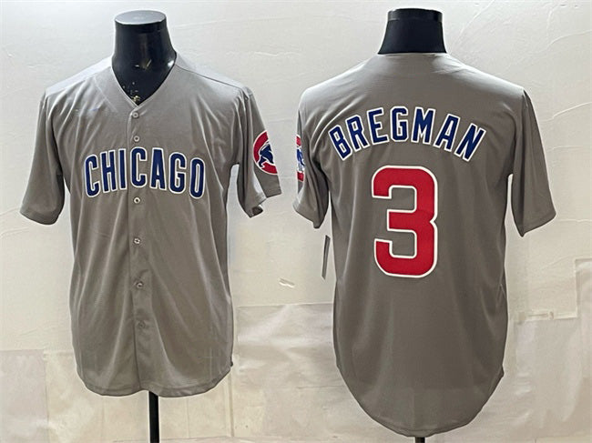 Chicago Cubs #3 Alex Bregman Grey CONTON Limited Stitched Jersey