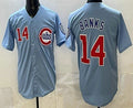 Chicago Cubs #14 Ernie Banks Baby Blue CONTON Limited Jersey