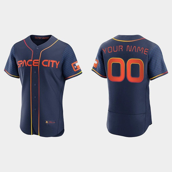 Custom Houston Astros Active Player 2022 Navy CONTON City Connect Flex Base Stitched Jersey