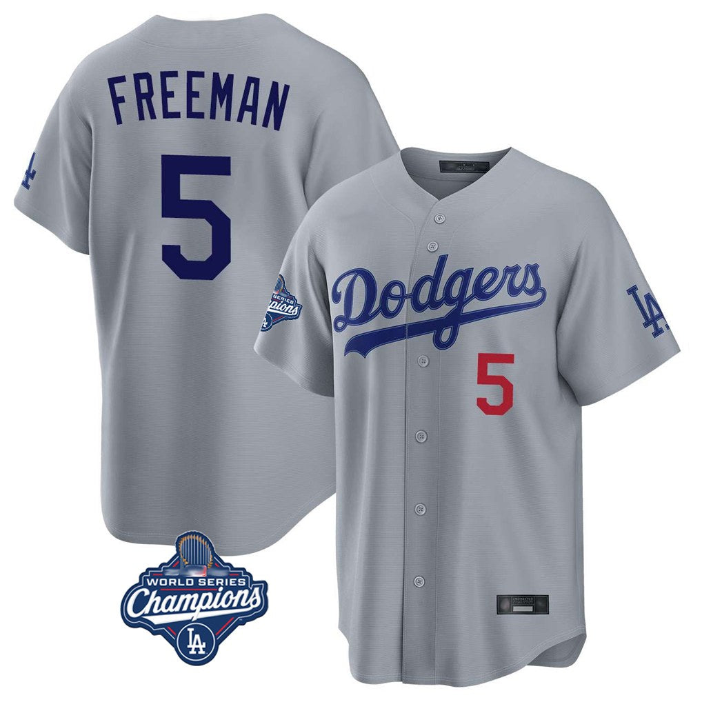 Los Angeles Dodgers #5 Freddie Freeman Player Gray CONTON World Series Meet Game Home Stitched Jerseys