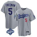 Los Angeles Dodgers #5 Freddie Freeman Player Gray CONTON World Series Meet Game Home Stitched Jerseys