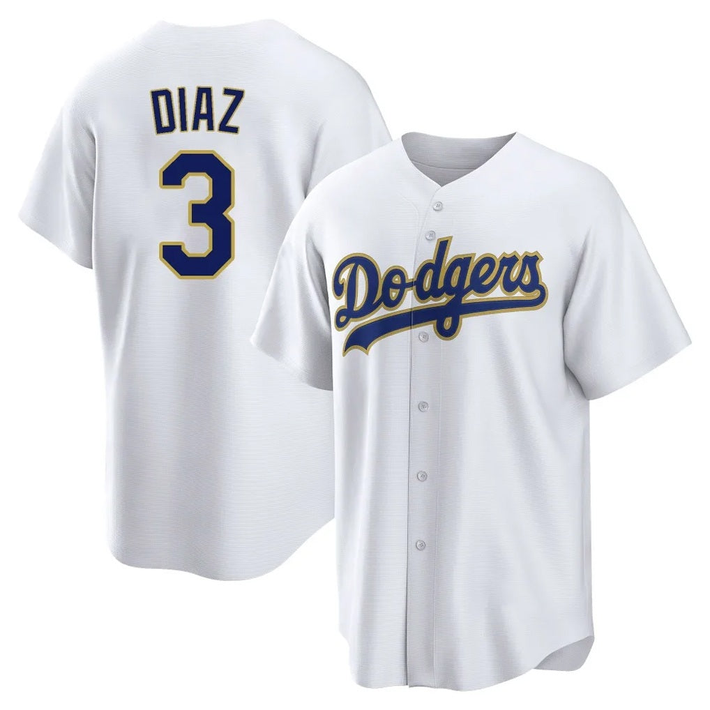 Los Angeles Dodgers #3 Edwin D¨ªaz Player Gold White CONTON 2026 Collection Stadium Game Stitched Jerseys