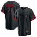 Cincinnati Reds #21 Hunter Greene Player Black CONTON City Connect Home Game Stitched Jerseys