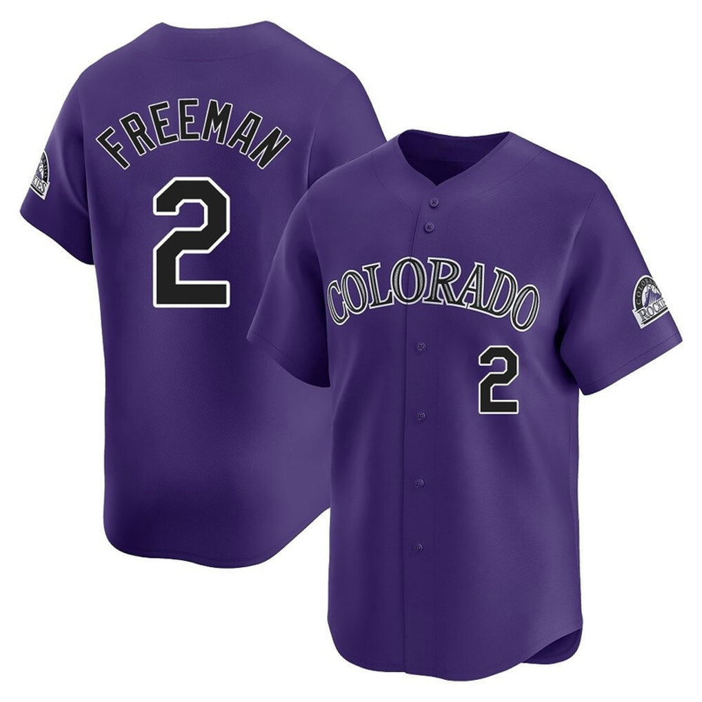 Colorado Rockies #2 Tyler Freeman Player Purple CONTON Limited Home Stitched Jerseys