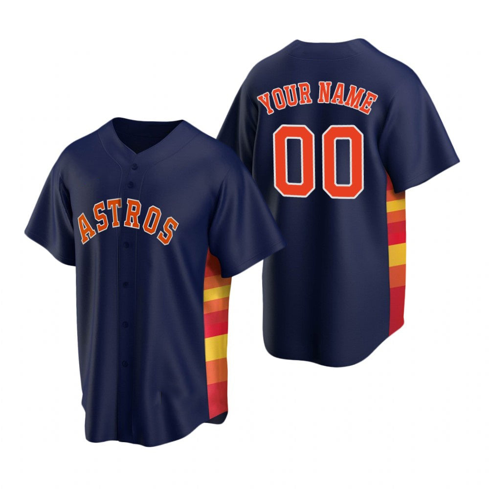 Custom Houston Astros Navy CONTON Stitched Cool Base Jersey