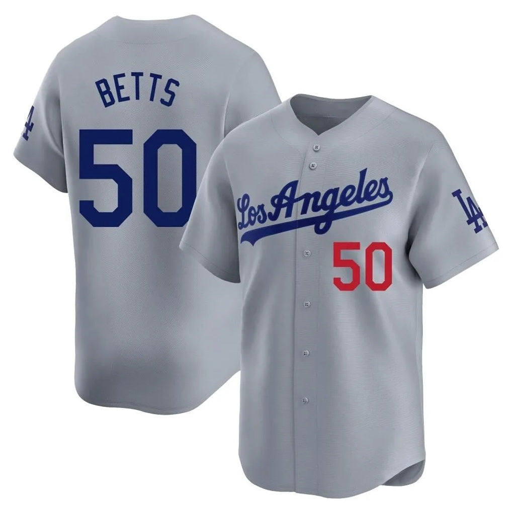 Los Angeles Dodgers #50 Mookie Betts Player Gray CONTON Limited Home Stitched Jerseys