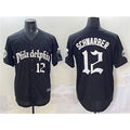 Philadelphia Phillies #12 Kyle Schwarber Black CONTON Gothic Vapor Limited Stitched Jersey
