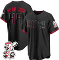 Cincinnati Reds #44 Elly De La Cruz Black CONTON City Connect With Patch Limited Stitched Jersey