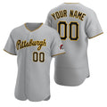 Custom Pittsburgh Pirates Gray CONTON Stitched Flex Base 2020 Road Jersey