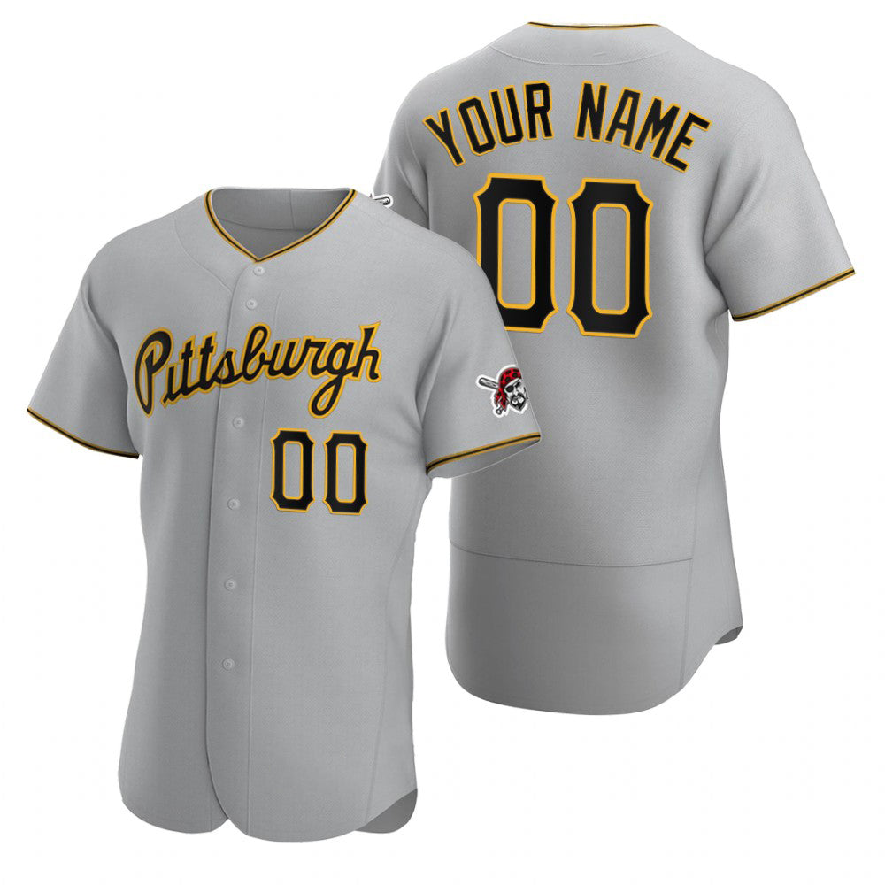 Custom Pittsburgh Pirates Gray CONTON Stitched Flex Base 2020 Road Jersey