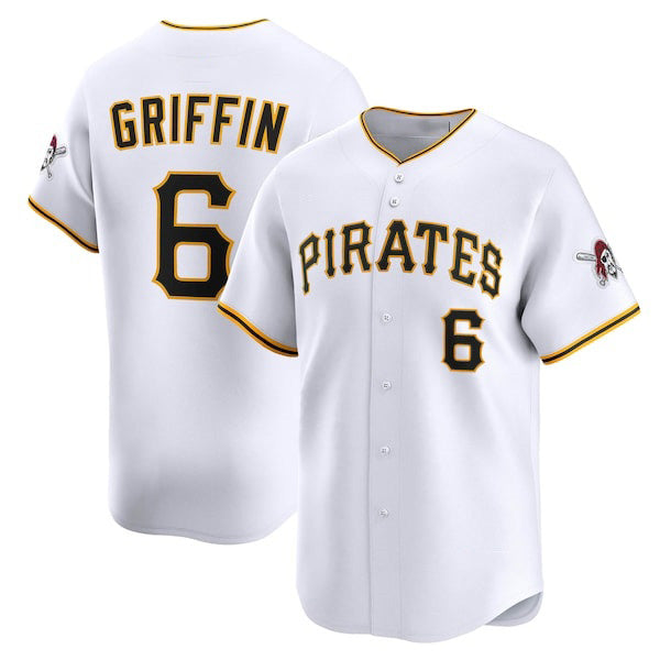 Pittsburgh Pirates #6 Konnor Griffin White CONTON Home Limited Jersey