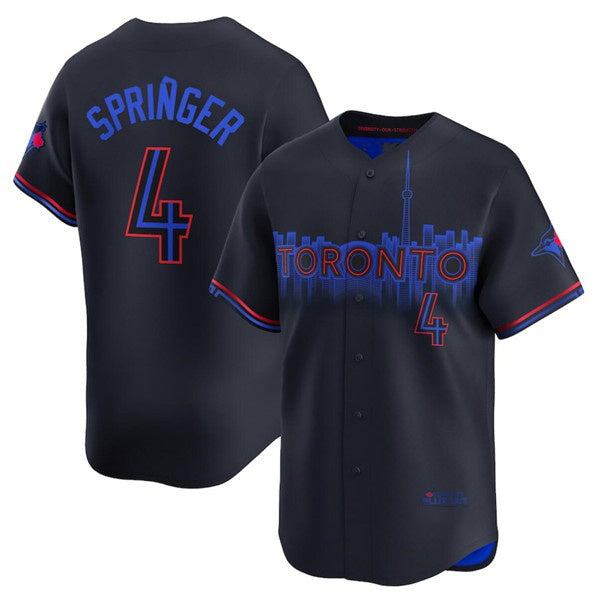 Toronto Blue Jays #4 George Springer Black CONTON 2024 City Connect Limited Stitched Jersey