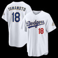 Los Angeles Dodgers #18 Yoshinobu Yamamoto White CONTON 2026 Gold Collection Stadium Jersey