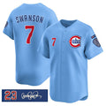 Chicago Cubs #7 Dansby Swanson Blue CONTON 'Ryne Sandberg Tribute' Vapor Limited V3 Stitched Jersey