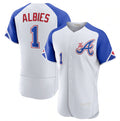 Atlanta Braves #1 Ozzie Albies White CONTON 2023 City Connect Flex Base Stitched Jersey