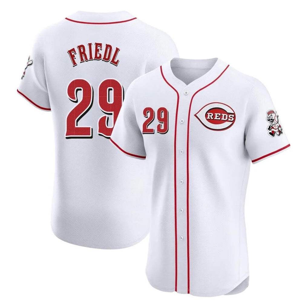 Cincinnati Reds #29 TJ Friedl Player White CONTON Limited Elite Home Stitched Jerseys
