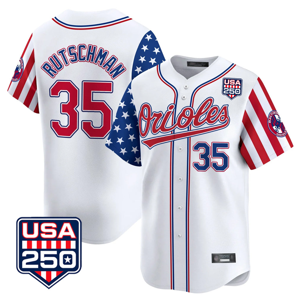 Baltimore Orioles #35 Adley Rutschman Player White CONTON USA 250 Independence Day Vapor Premier Home Game Stitched Jerseys