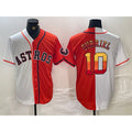 Houston Astros #10 Yuli Gurriel White Orange CONTON Split Stitched Jersey 2
