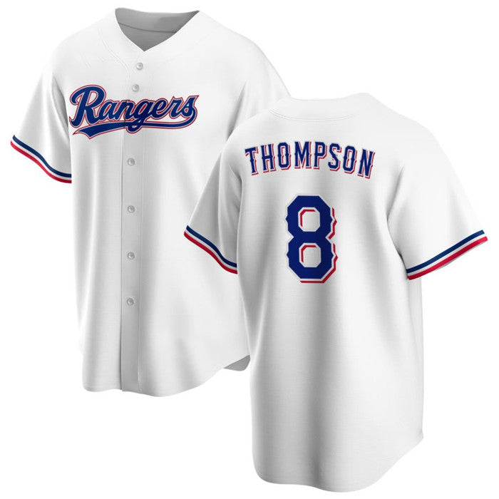 Texas Rangers #8 Bubba Thompson White CONTON Cool Base Stitched Jersey