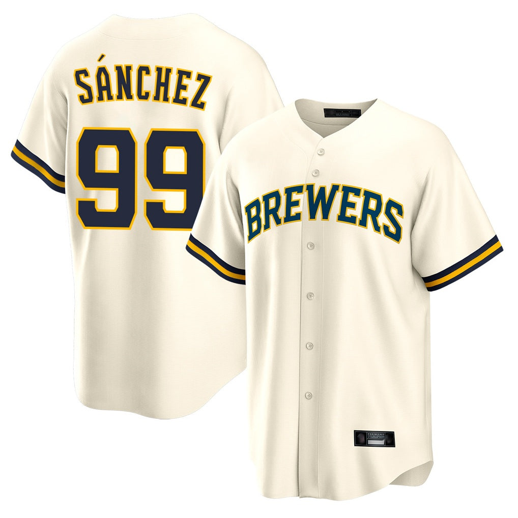 Milwaukee Brewers #99 Gary Sanchez Player Cream CONTON Home Game Stitched Jerseys