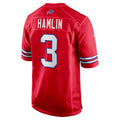 B.Bills #3 Damar Hamlin Red CONTON Alternate Game Jersey