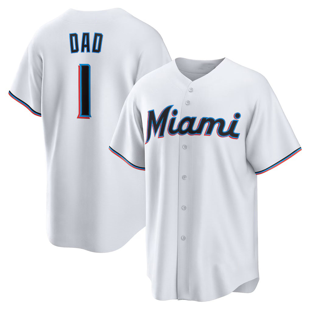 Miami Marlins #1 Dad White CONTON Home Replica Jersey