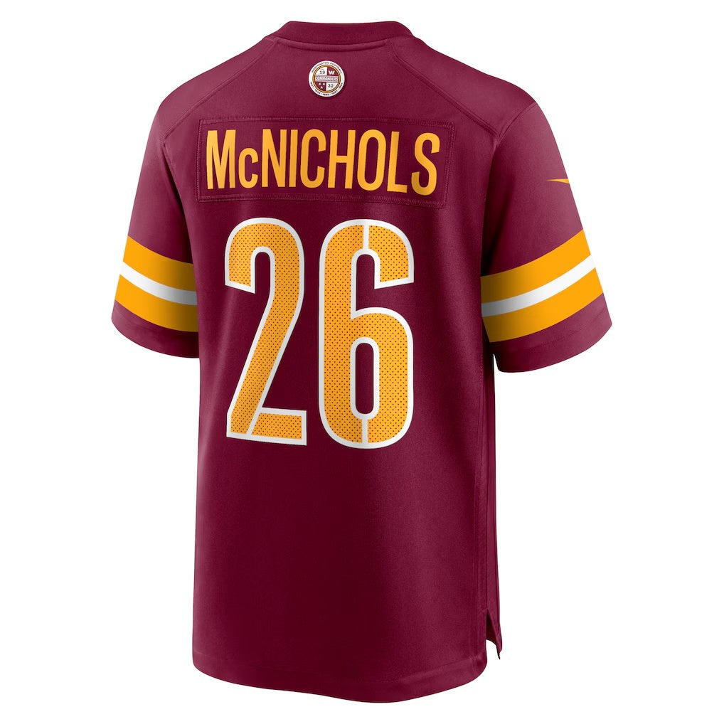 W.Commanders #26 Jeremy McNichols Burgundy CONTON Game Jersey